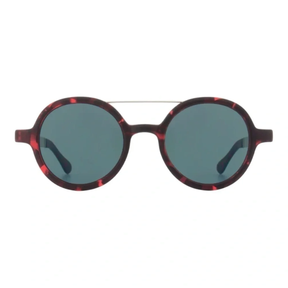 KOMONO Vivien Tortoise Silver Sunglasses Round Red